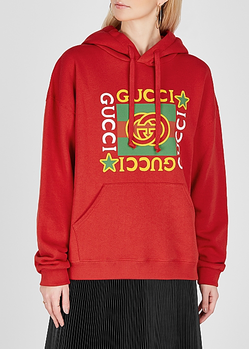 Gucci logo-print hooded cotton sweatshirt Harvey Nichols