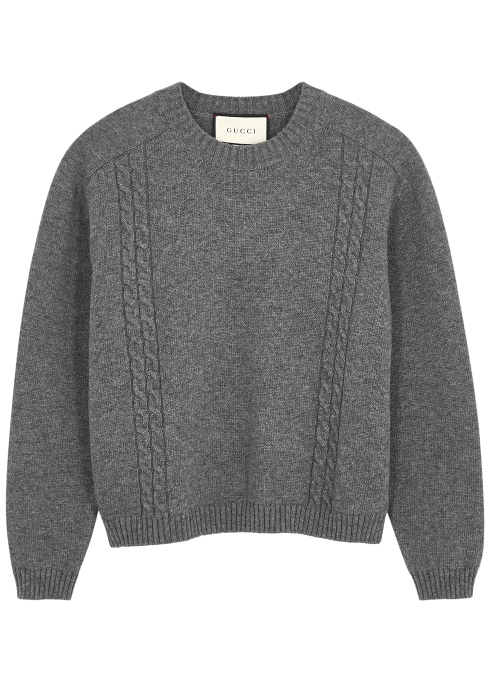GUCCI GREY MÉLANGE KNITTED JUMPER,3214796