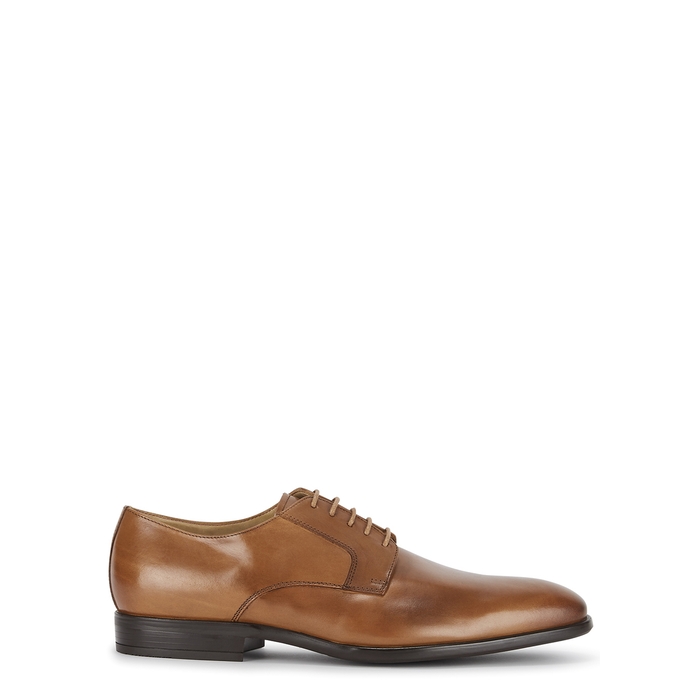 Paul Smith Daniel Brown Leather Derby Shoes In Tan