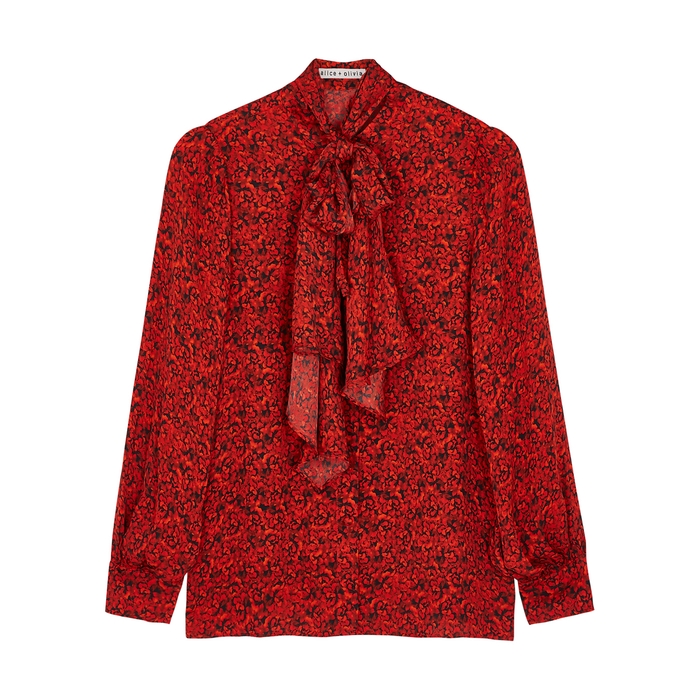 ALICE AND OLIVIA TAMMY RED PRINTED BLOUSE,3676207