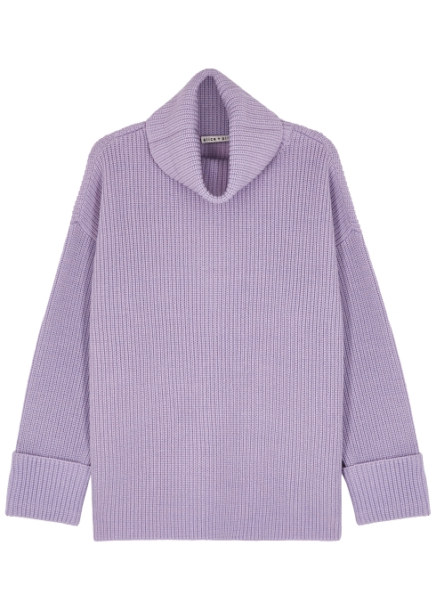 ALICE AND OLIVIA MEL LILAC ROLL-NECK WOOL-BLEND JUMPER,3151329