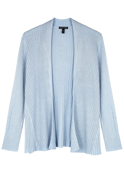 EILEEN FISHER LIGHT BLUE RIBBED-KNIT CARDIGAN,3714011