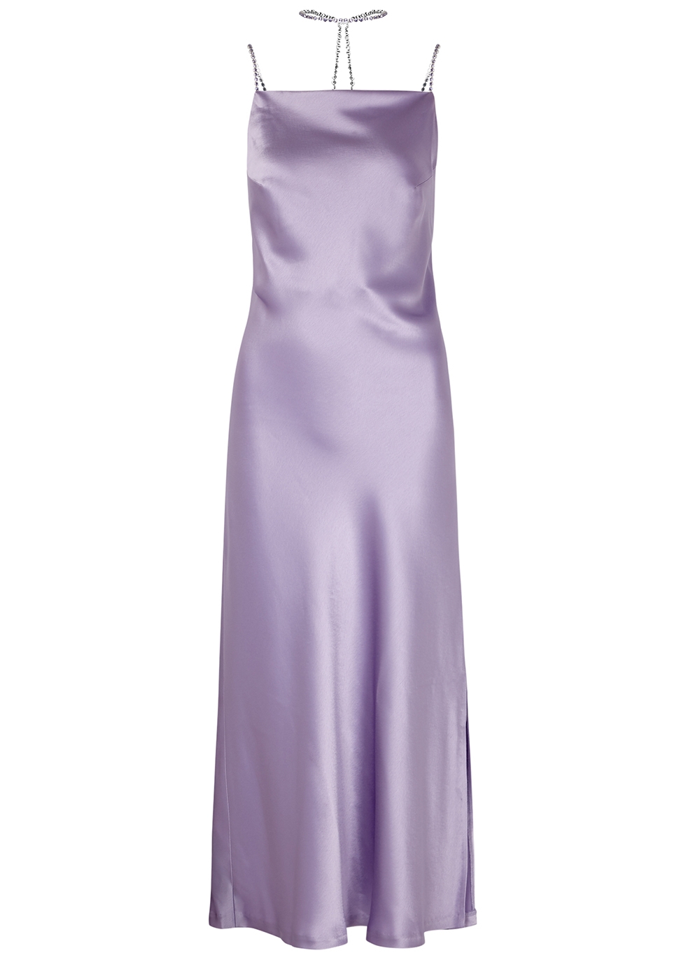 violet satin dress