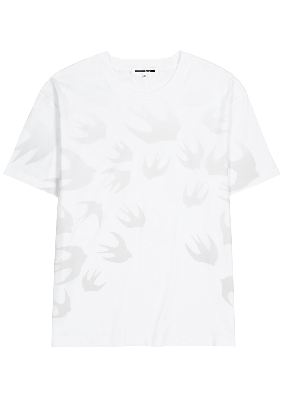 White swallow-print cotton T-shirt 