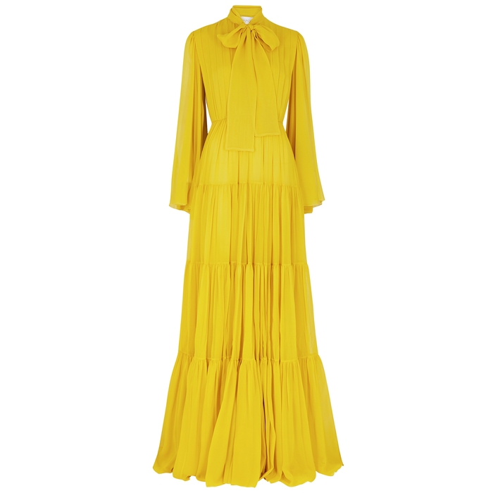 Giambattista Valli Yellow Pleated Chiffon Gown