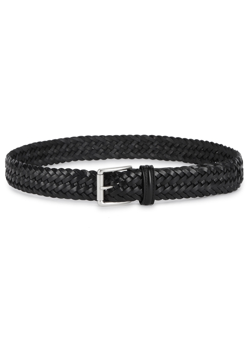 ANDERSON'S BLACK WOVEN LEATHER BELT,3703594