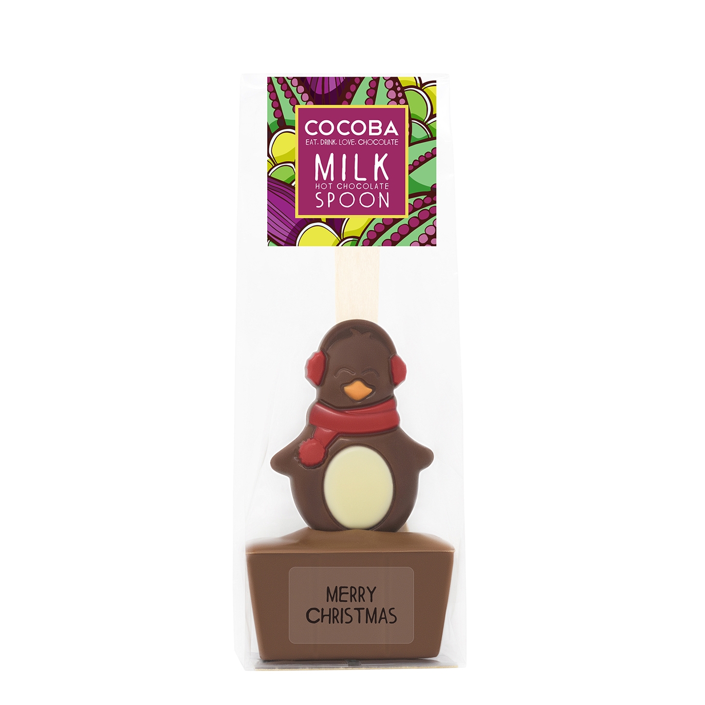 Cocoba Christmas Penguin Milk Chocolate Hot Chocolate Spoon 50g