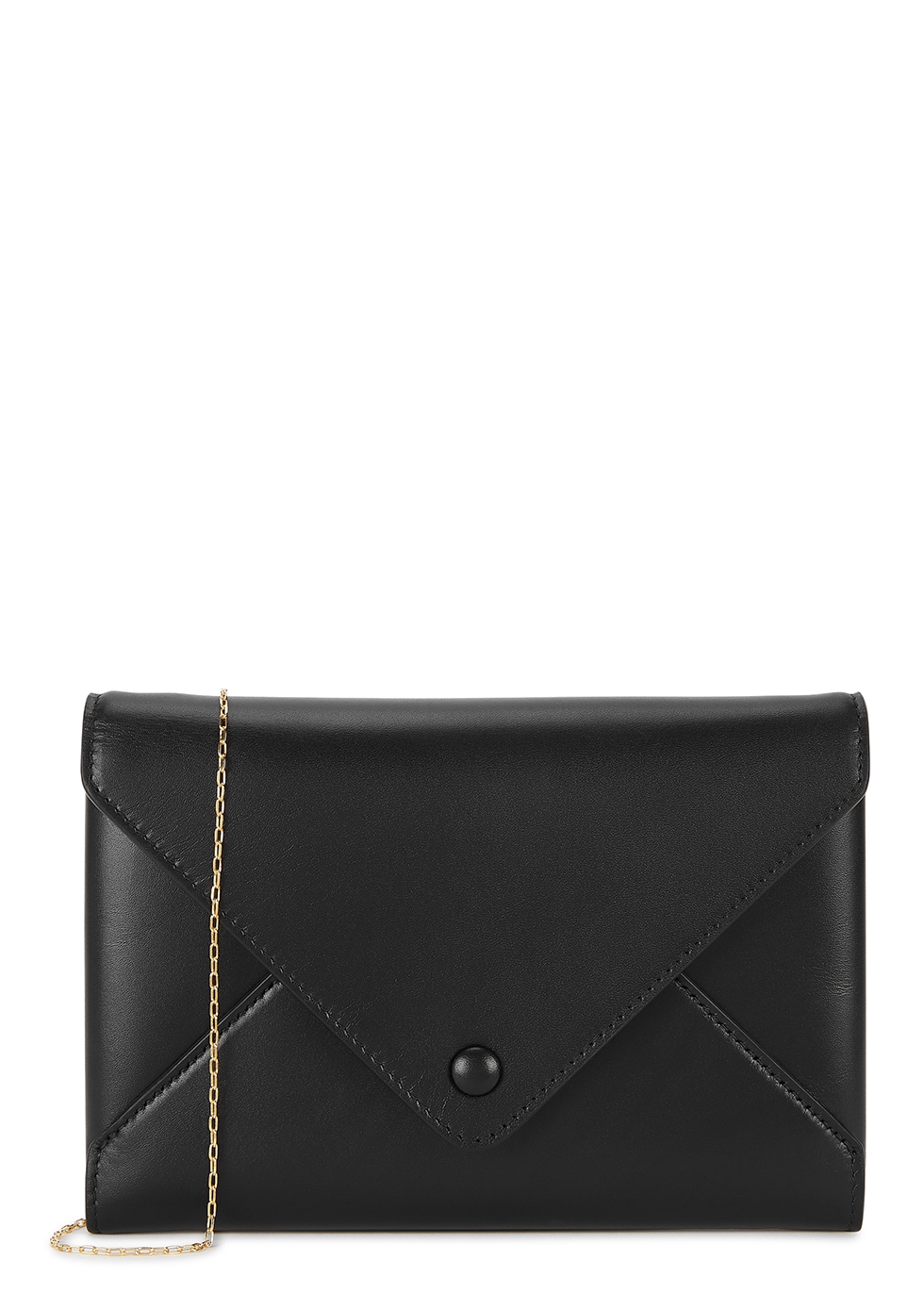 Envelope black leather clutch