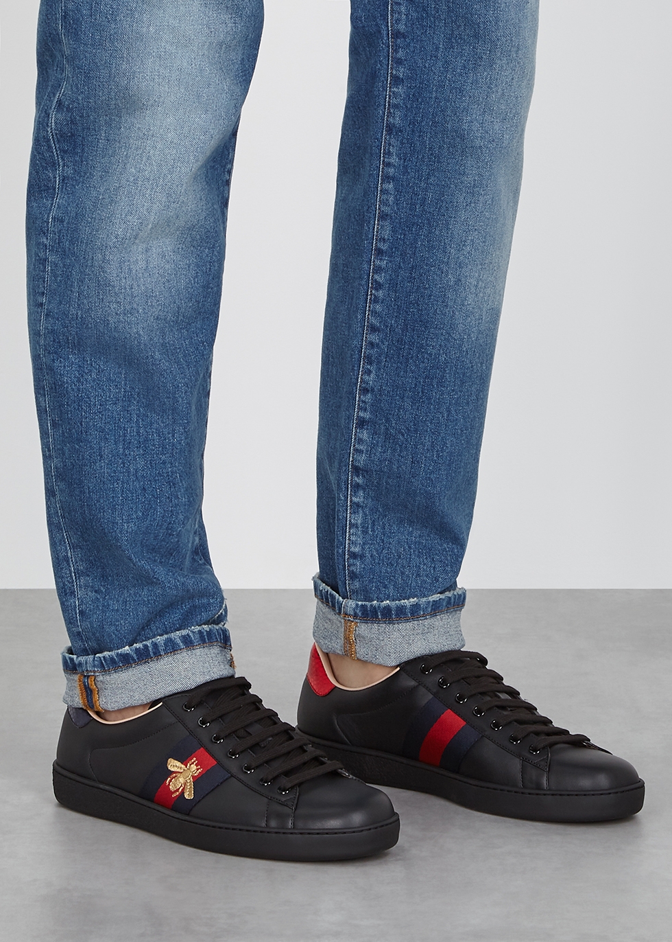 gucci black leather sneakers