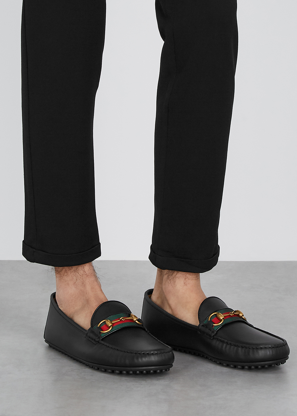 black driving loafers