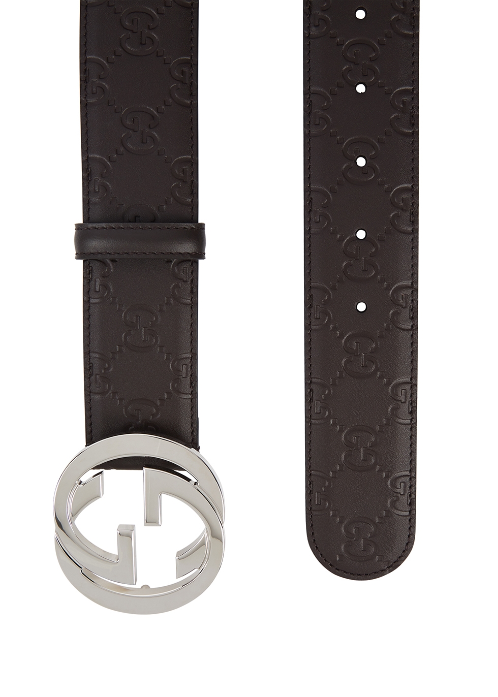 gucci logo embossed leather belt