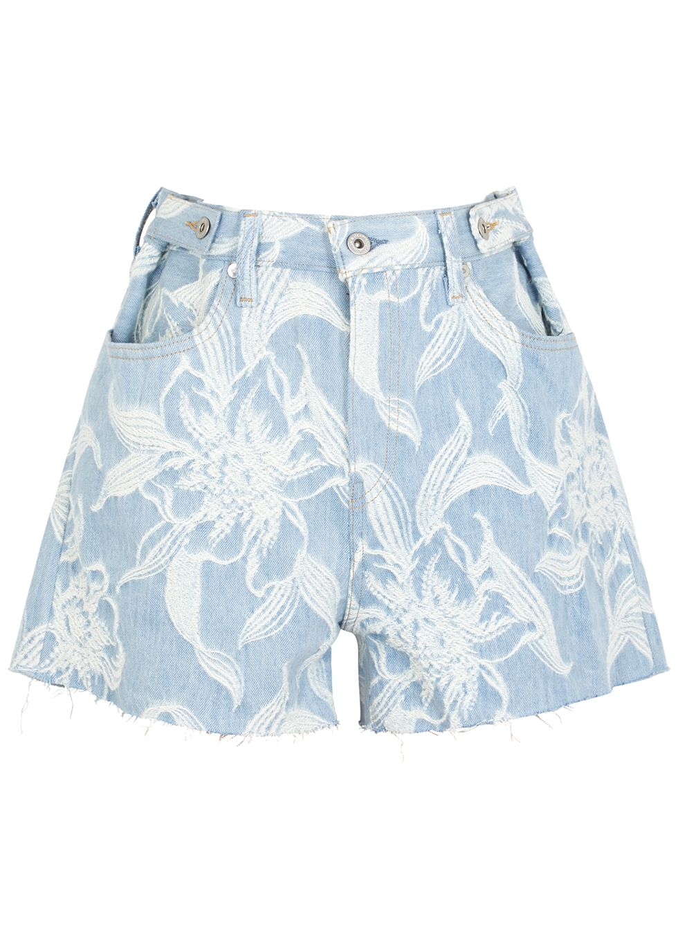 Levi's Light blue floral-jacquard denim shorts - Harvey Nichols