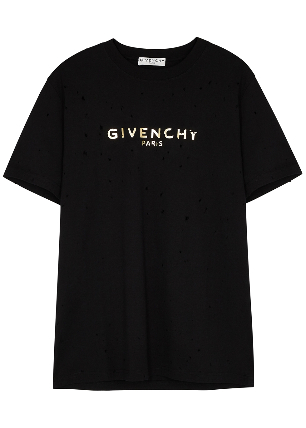 Givenchy Black distressed logo cotton T-shirt - Harvey Nichols