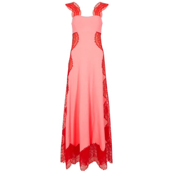 Givenchy Pink Lace-trimmed Stretch-knit Gown