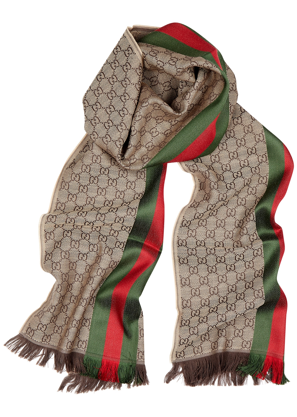 Gucci GG jacquard striped wool-blend scarf - Harvey Nichols
