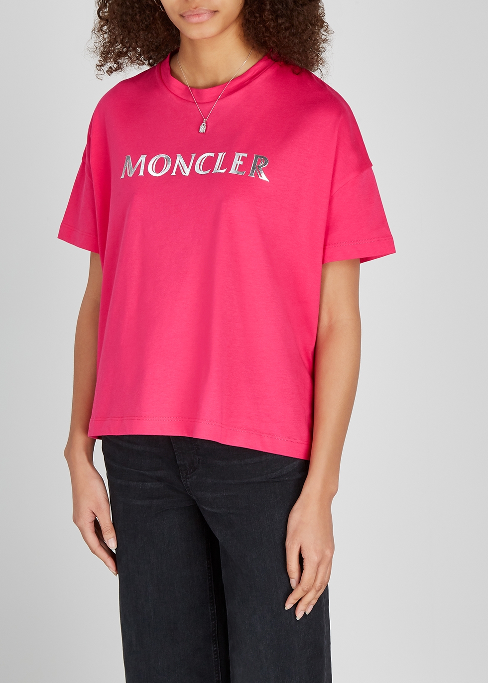Moncler Pink logo-print cotton T-shirt 