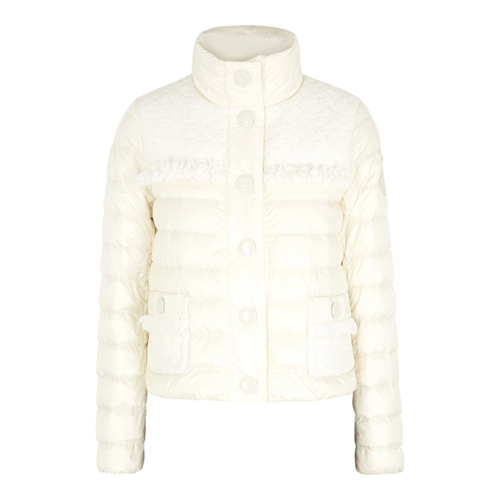 MONCLER LUNAIRE CREAM TWEED-PANELLED SHELL JACKET,3225337