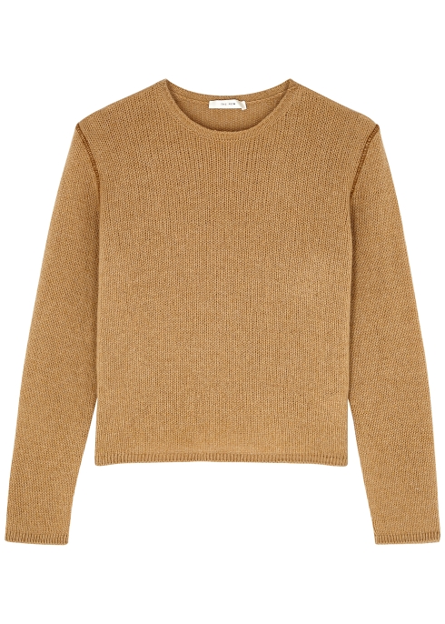 The Row Imani Brown Fine-knit Cashmere Jumper In Caramel