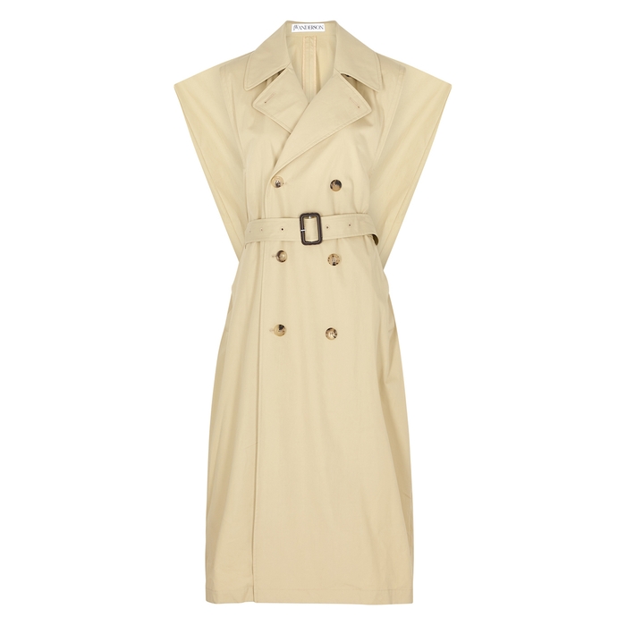 JW ANDERSON SAND DOUBLE-BREASTED COTTON TRENCH COAT,3760836