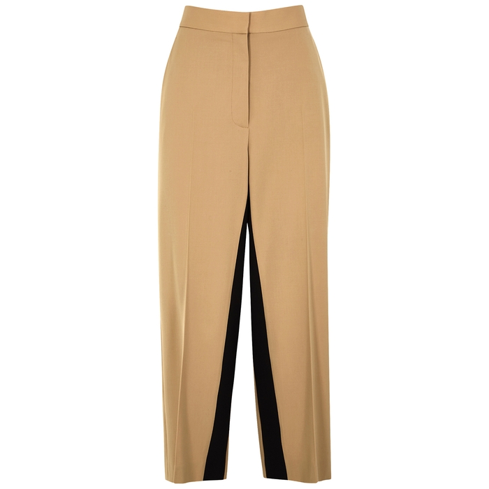 Stella Mccartney Tracy Camel Wide-leg Twill Trousers In Natural