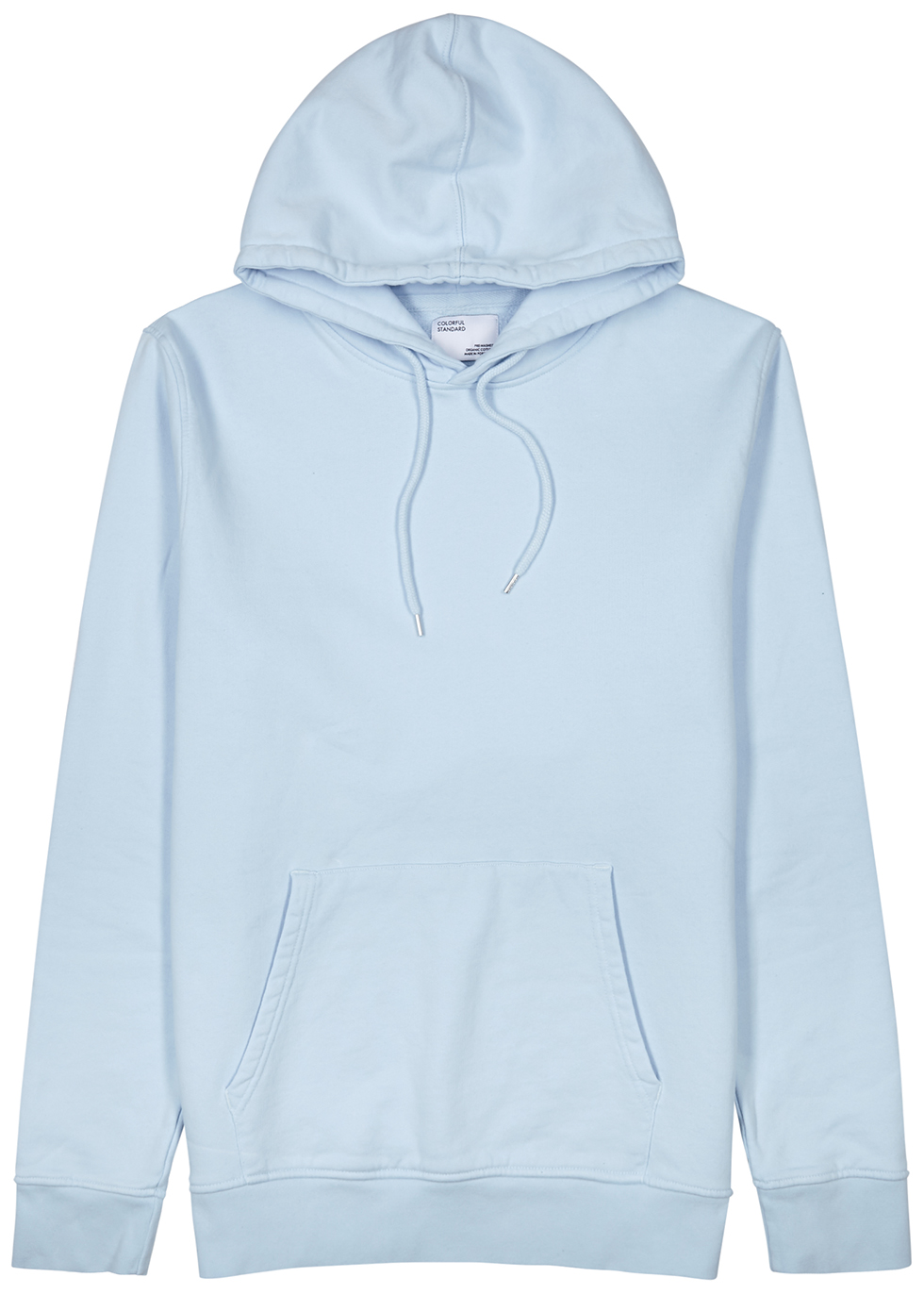 a blue hoodie