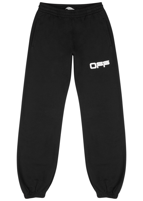 OFF-WHITE AIRPORT TAPE PRINTED COTTON SWEATPANTS,3804708