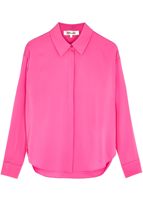 Diane Von Furstenberg Leanna Pink Stretch-silk Shirt