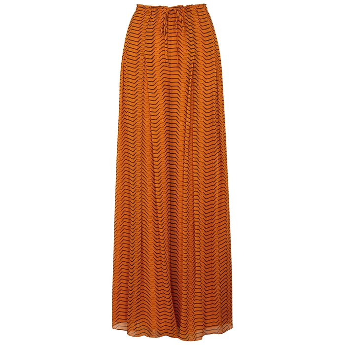 Diane Von Furstenberg Adair Tiger-print Silk-chiffon Trousers In Orange