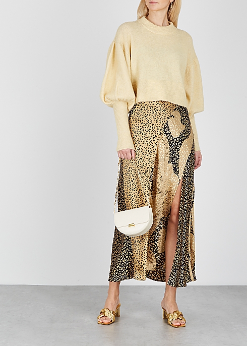 Parker leopard-print satin midi skirt - RIXO