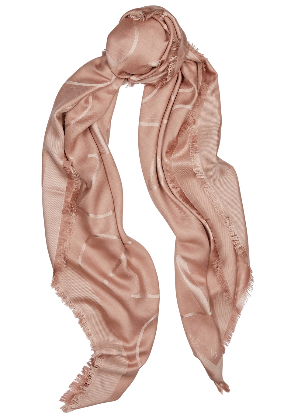 Blush logo-jacquard silk-blend scarf