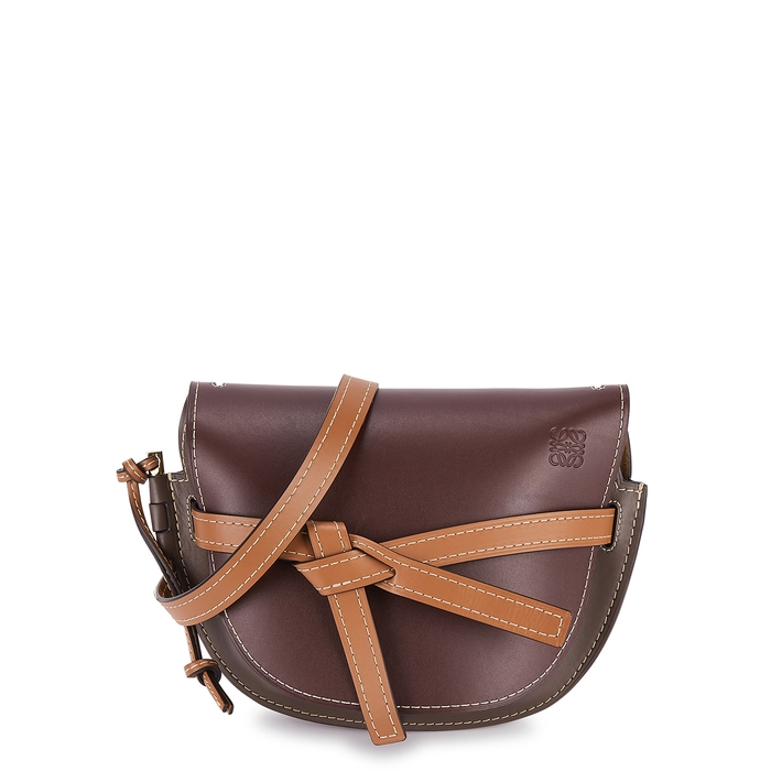 Loewe Gate Small Brown And Burgundy Leather Saddle Bag