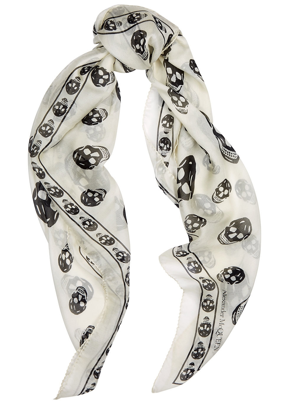 Ivory skull-print silk scarf 