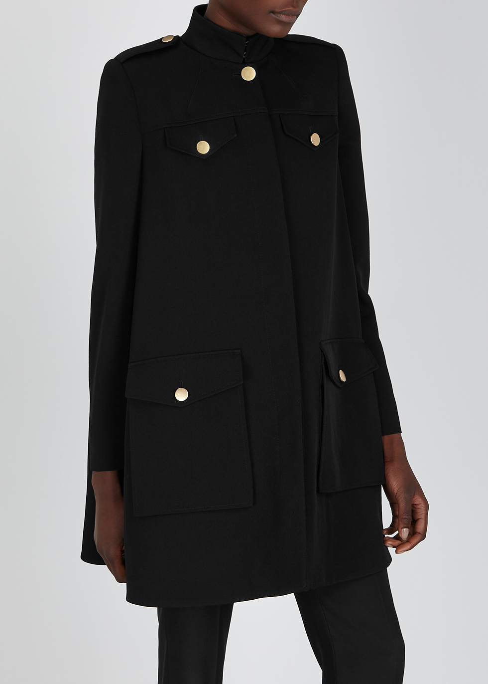 Black wool and silk-blend coat 