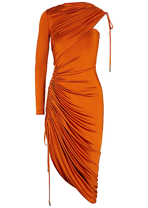 Orange one-shoulder stretch-jersey midi dress - MONSE