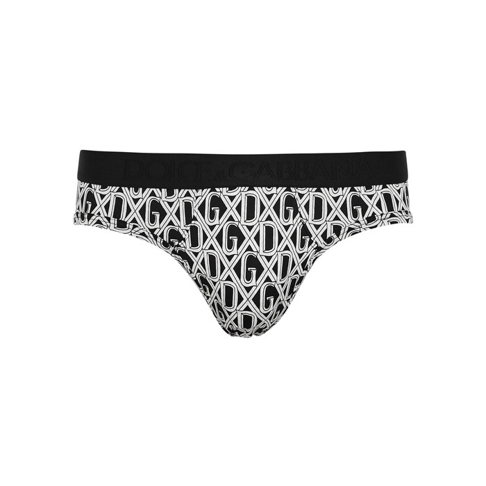 Dolce & Gabbana Monochrome Logo-print Cotton Briefs In Black And White