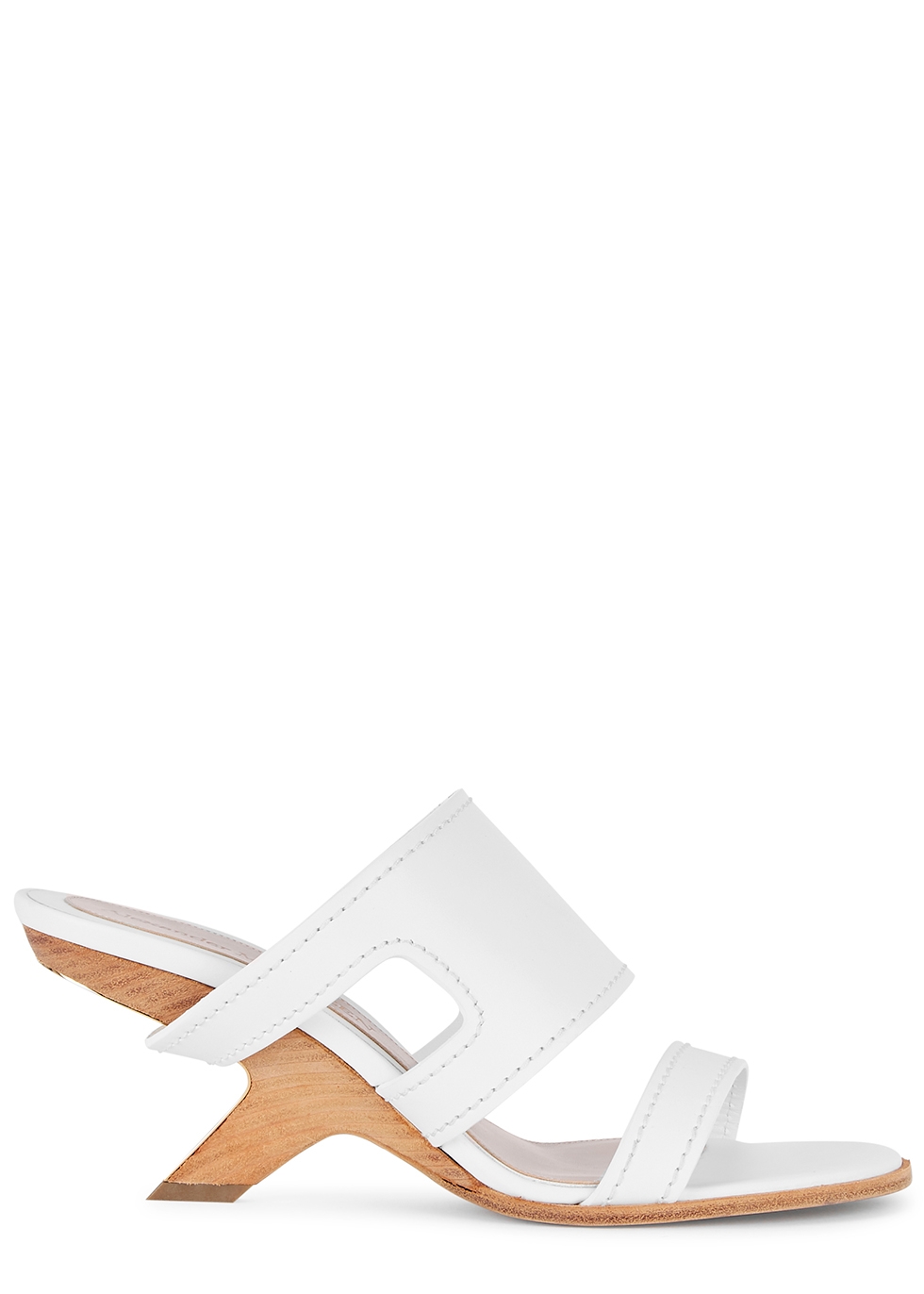 white leather mules