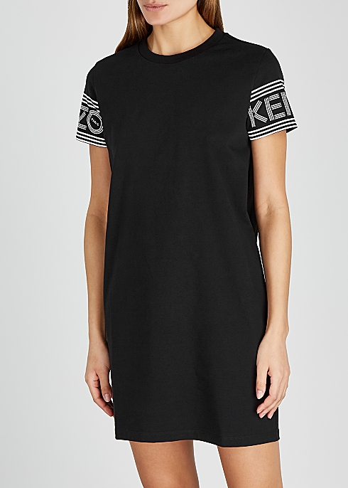 Kenzo Black Logo Print Cotton T Shirt Dress Harvey Nichols