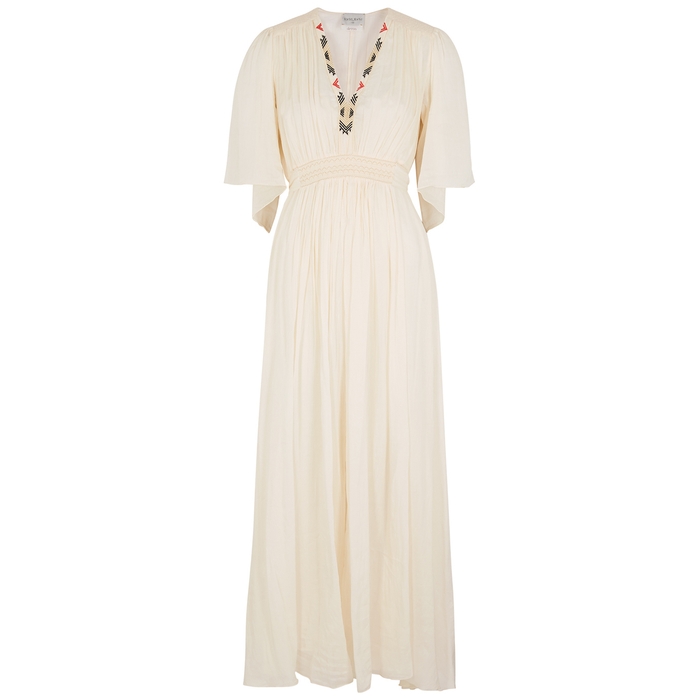 FORTE FORTE IVORY EMBROIDERED COTTON-BLEND MIDI DRESS,3762468
