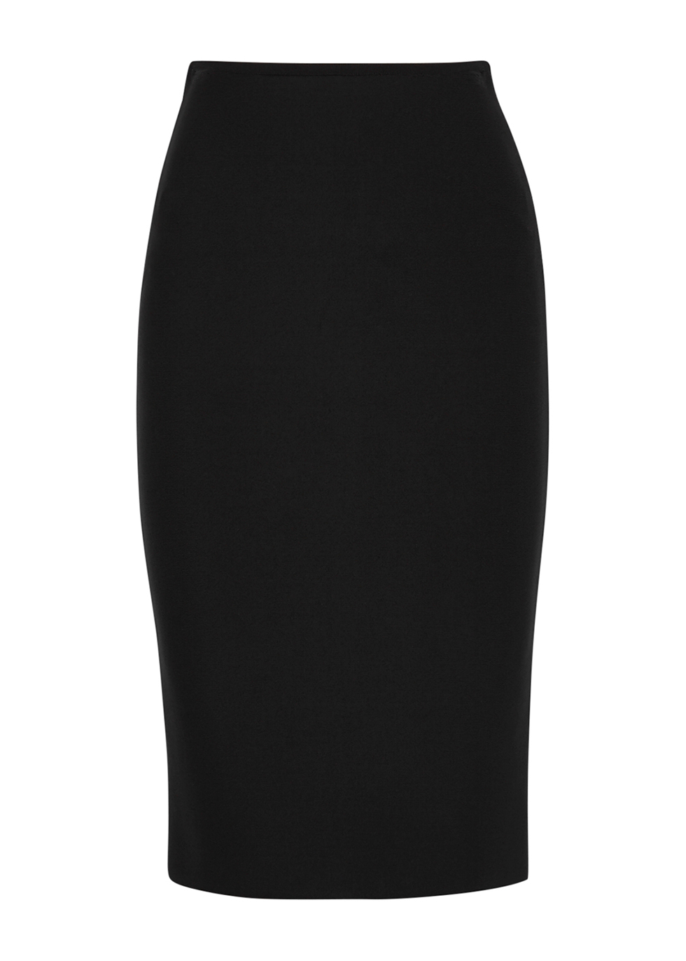 May black stretch-knit pencil skirt