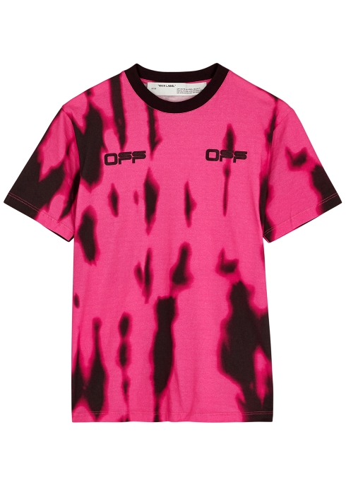 OFF-WHITE PINK TIE-DYED COTTON T-SHIRT,3803326