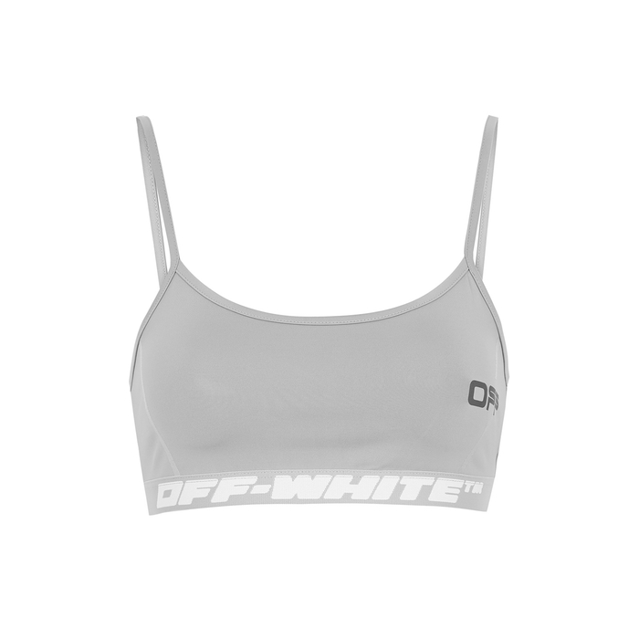 OFF-WHITE ACTIVE GREY STRETCH-JERSEY BRA TOP,3176049