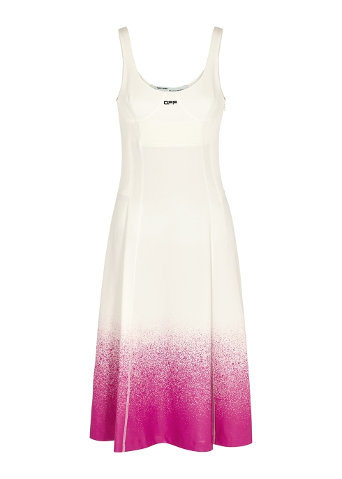 OFF-WHITE WHITE PAINT-EFFECT JERSEY DRESS,3804296