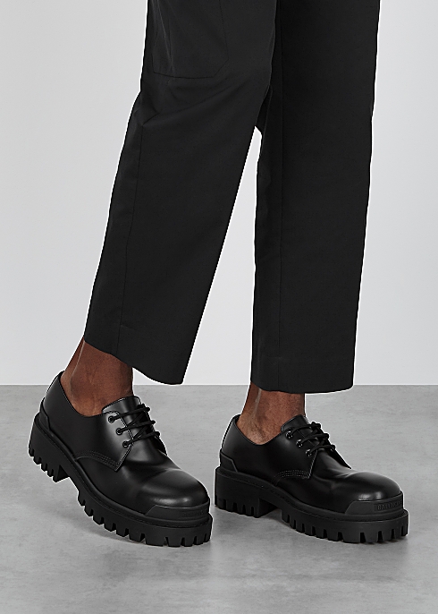 Balenciaga Strike Black Leather Derby Shoes Harvey Nichols