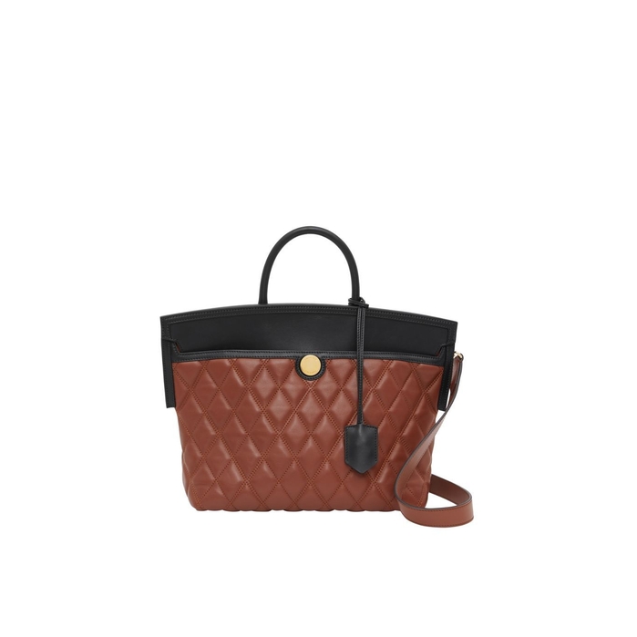 BURBERRY SMALL QUILTED LAMBSKIN SOCIETY TOP HANDLE BAG,3260915
