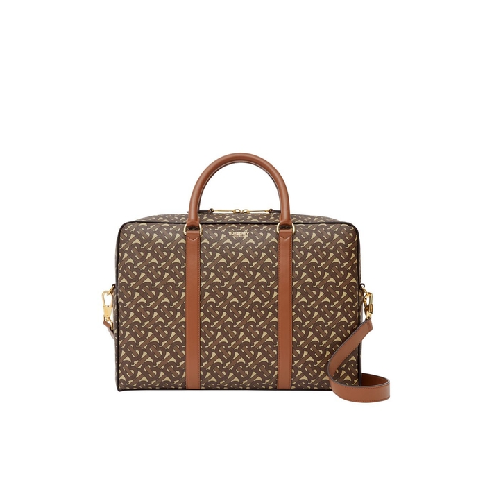 Burberry Monogram Print E-canvas And Leather Briefcase In Bridle Brown Ns