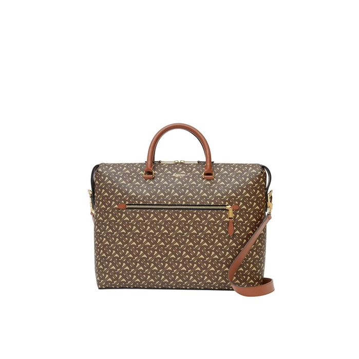 Burberry Monogram E-canvas Briefcase In Bridle Brown Ns