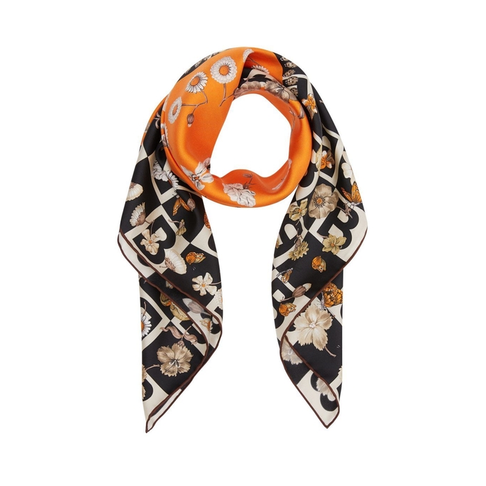 Burberry B Motif And Floral Print Silk Square Scarf | ModeSens