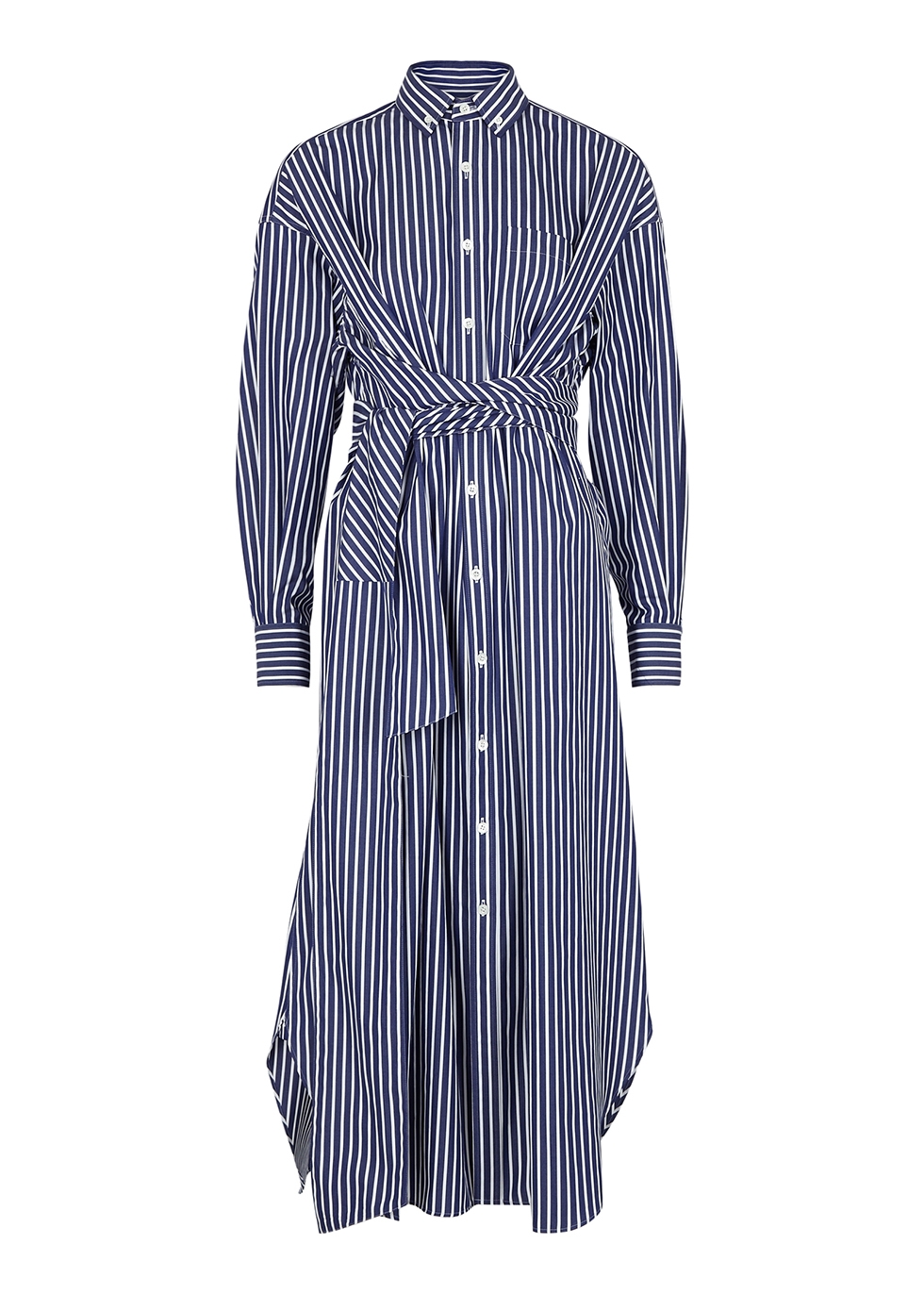 HYKE Navy striped cotton shirt dress - Harvey Nichols