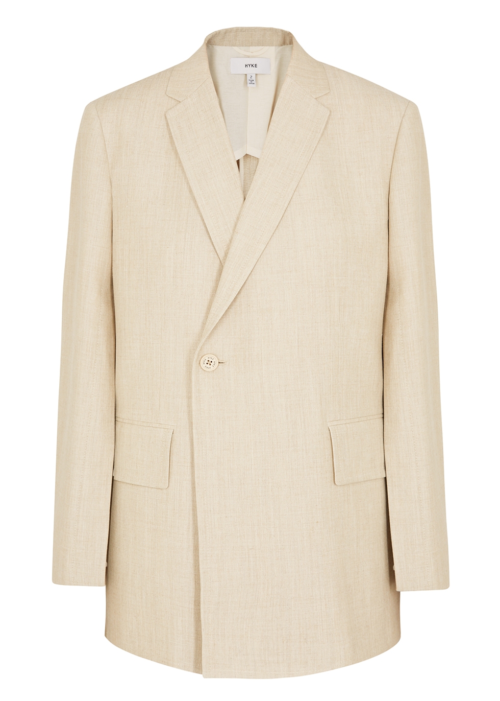 Hyke Oatmeal Woven Blazer In Beige | ModeSens