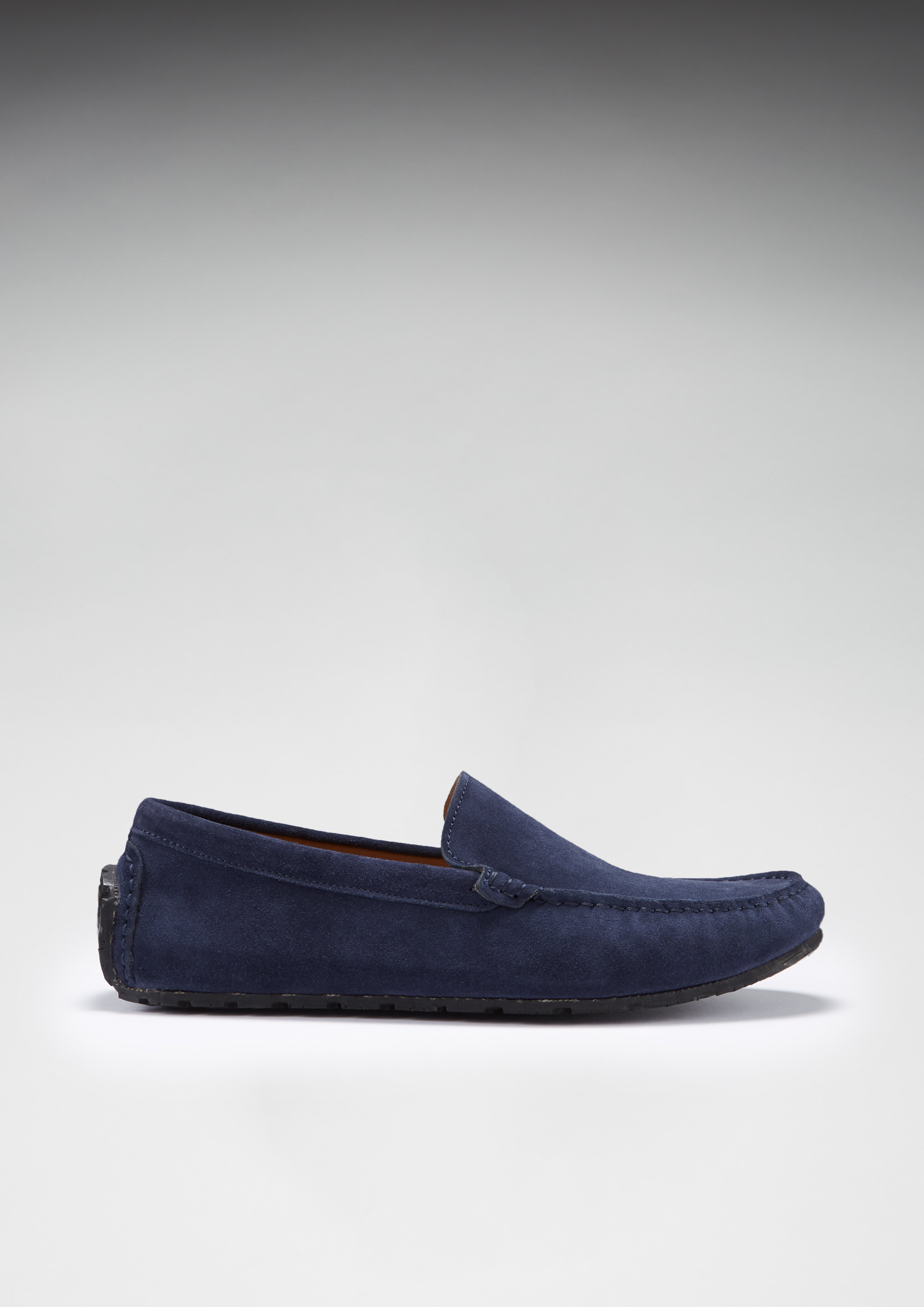 blue suede driving moccasins